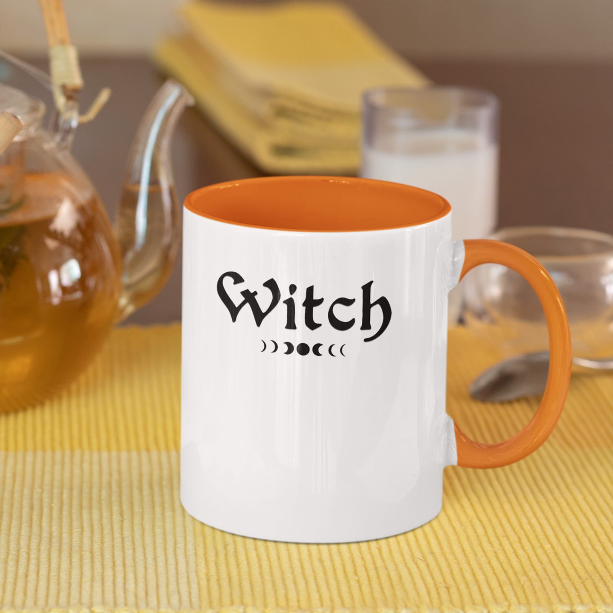 Witch With Moon Phases Accent Mug - 11oz - Perfect for Witches & Coffee Lovers