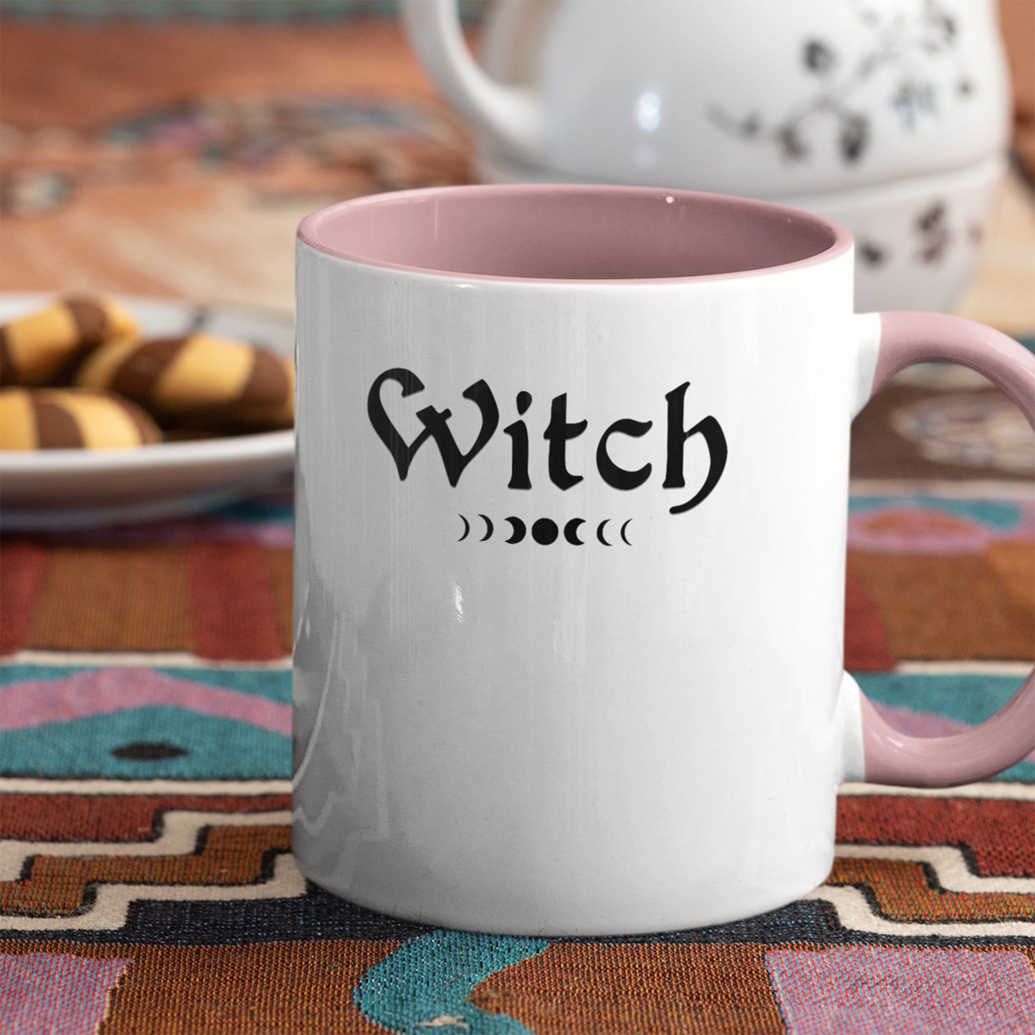 Witch With Moon Phases Accent Mug - 11oz - Perfect for Witches & Coffee Lovers