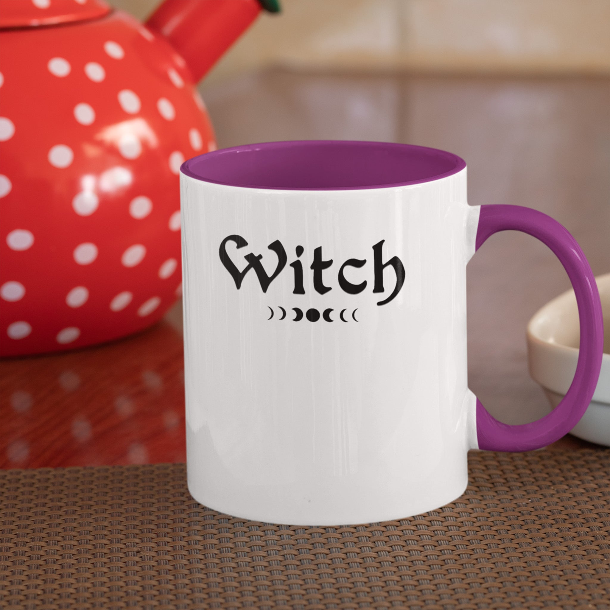 Witch With Moon Phases Accent Mug - 11oz - Perfect for Witches & Coffee Lovers